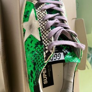 Women’s Golden Goose Python print/Green leather Size 39..worn TWICE!!
